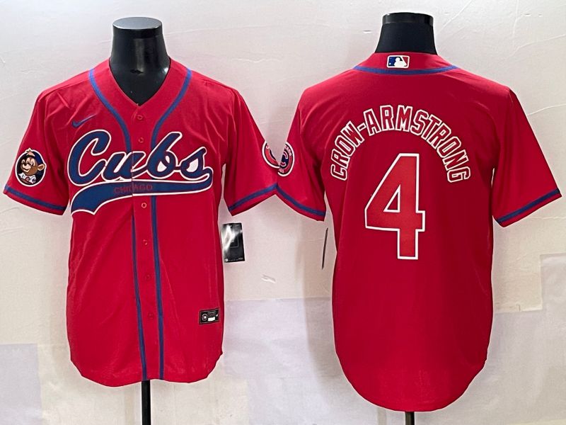 Men 2025 Chicago Cubs #4 Crow-Armstrong Red Joint Name Nike MLB Jersey style 4